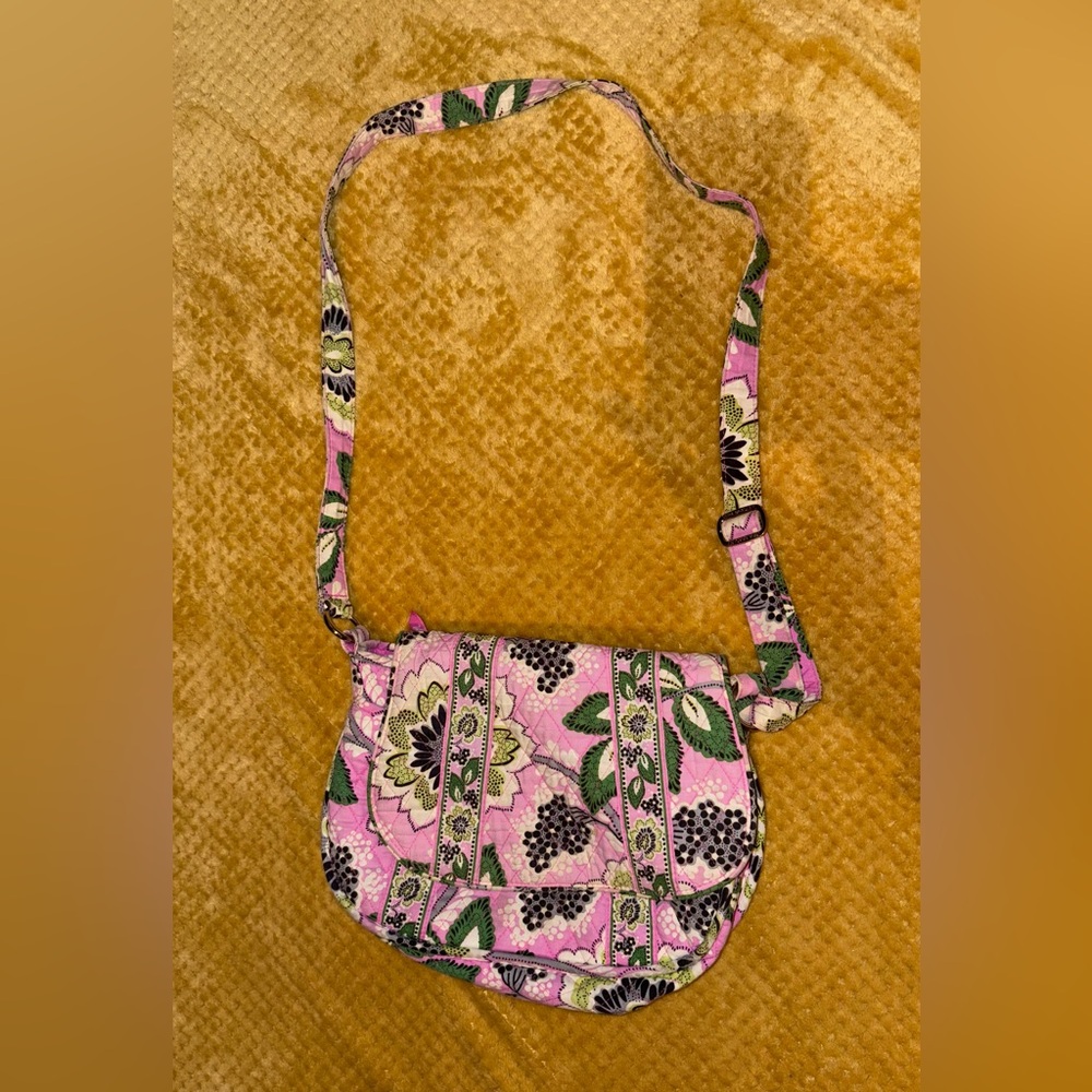 Vera Bradley Pink and Green Floral Crossbody Bag